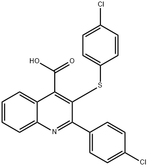 2-(4-CHLOROPHENYL)-3-[(4-CHLOROPHENYL)SULFANYL]-4-QUINOLINECARBOXYLIC ACID 结构式