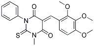 (5E)-1-METHYL-3-PHENYL-2-THIOXO-5-(2,3,4-TRIMETHOXYBENZYLIDENE)DIHYDROPYRIMIDINE-4,6(1H,5H)-DIONE 结构式