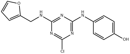 4-((4-氯-6-((呋喃-2-基甲基)氨基)-1,3,5-三嗪-2-基)氨基)苯酚 结构式