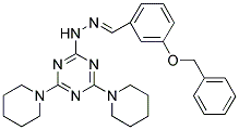 (E)-2-(2-(3-(BENZYLOXY)BENZYLIDENE)HYDRAZINYL)-4,6-DI(PIPERIDIN-1-YL)-1,3,5-TRIAZINE 结构式