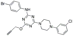 N-(4-BROMOPHENYL)-4-(4-(3-CHLOROPHENYL)PIPERAZIN-1-YL)-6-(PROP-2-YNYLOXY)-1,3,5-TRIAZIN-2-AMINE 结构式