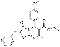 (Z)-ETHYL 5-(4-METHOXYPHENYL)-7-METHYL-3-OXO-2-(PYRIDIN-3-YLMETHYLENE)-3,5-DIHYDRO-2H-THIAZOLO[3,2-A]PYRIMIDINE-6-CARBOXYLATE 结构式