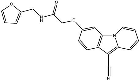 2-((10-氰基吡啶并[1,2-A]吲哚-3-基)氧基)-N-(呋喃-2-基甲基)乙酰胺 结构式