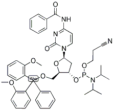 N4-BENZOYL-5'-O-DIMETHOXYTRITYL-2'-DEOXYCYTIDINE 3'-(2-CYANOETHOXY)-N,N-DIISOPROPYLPHOSPHORAMIDITE 结构式
