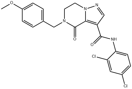N-(2,4-DICHLOROPHENYL)-5-(4-METHOXYBENZYL)-4-OXO-4,5,6,7-TETRAHYDROPYRAZOLO[1,5-A]PYRAZINE-3-CARBOXAMIDE 结构式