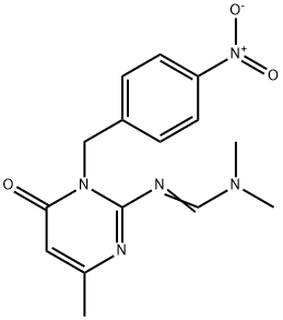 N,N-DIMETHYL-N'-[4-METHYL-1-(4-NITROBENZYL)-6-OXO-1,6-DIHYDRO-2-PYRIMIDINYL]IMINOFORMAMIDE 结构式