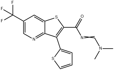 N-[(DIMETHYLAMINO)METHYLENE]-3-(2-THIENYL)-6-(TRIFLUOROMETHYL)THIENO[3,2-B]PYRIDINE-2-CARBOXAMIDE 结构式