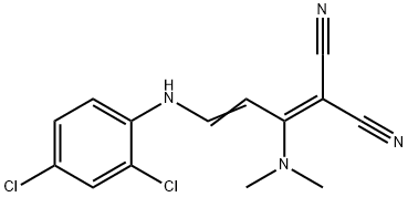 2-[3-(2,4-DICHLOROANILINO)-1-(DIMETHYLAMINO)-2-PROPENYLIDENE]MALONONITRILE 结构式