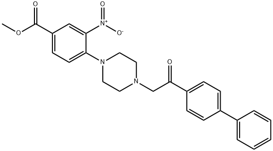 METHYL 4-[4-(2-[1,1'-BIPHENYL]-4-YL-2-OXOETHYL)PIPERAZINO]-3-NITROBENZENECARBOXYLATE 结构式