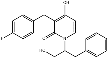 1-(1-Benzyl-2-hydroxyethyl)-3-(4-fluorobenzyl)-4-hydroxy-2(1H)-pyridinone 结构式