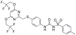 N-[4-[[[4,6-BIS(2,2,2-TRIFLUOROETHOXY)PYRIMIDIN-2-YL]METHYL]THIO]PHENYL]-N'-[(4-METHYLPHENYL)SULPHONYL]UREA 结构式