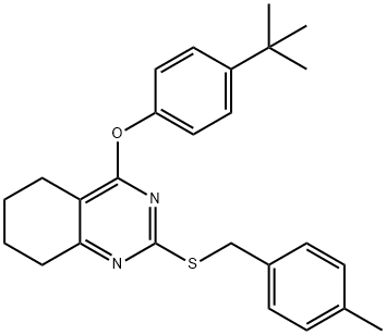 4-(TERT-BUTYL)PHENYL 2-[(4-METHYLBENZYL)SULFANYL]-5,6,7,8-TETRAHYDRO-4-QUINAZOLINYL ETHER 结构式