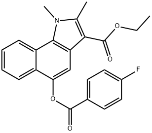 ETHYL 5-[(4-FLUOROBENZOYL)OXY]-1,2-DIMETHYL-1H-BENZO[G]INDOLE-3-CARBOXYLATE 结构式