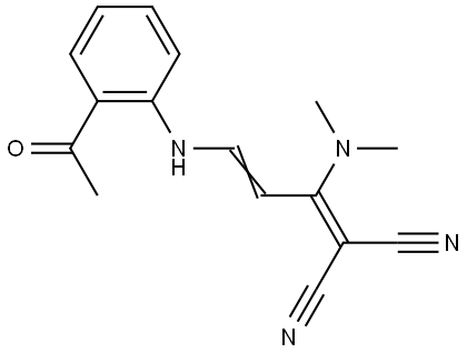 (E)-2-(3-((2-乙酰苯基)氨基)-1-(二甲基氨基)烯丙基)丙二腈 结构式