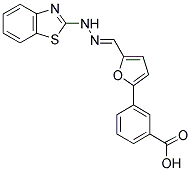 3-{5-[(E)-(1,3-BENZOTHIAZOL-2-YLHYDRAZONO)METHYL]-2-FURYL}BENZOIC ACID 结构式