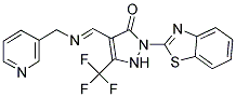 2-(1,3-BENZOTHIAZOL-2-YL)-4-{(E)-[(PYRIDIN-3-YLMETHYL)IMINO]METHYL}-5-(TRIFLUOROMETHYL)-1,2-DIHYDRO-3H-PYRAZOL-3-ONE 结构式