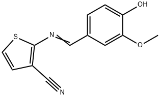 2-([(E)-(4-HYDROXY-3-METHOXYPHENYL)METHYLIDENE]AMINO)-3-THIOPHENECARBONITRILE 结构式