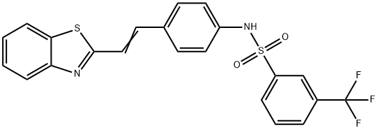 N-(4-[(E)-2-(1,3-BENZOTHIAZOL-2-YL)ETHENYL]PHENYL)-3-(TRIFLUOROMETHYL)BENZENESULFONAMIDE 结构式