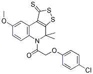 5-[(4-CHLOROPHENOXY)ACETYL]-8-METHOXY-4,4-DIMETHYL-4,5-DIHYDRO-1H-[1,2]DITHIOLO[3,4-C]QUINOLINE-1-THIONE 结构式