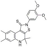 2-(3,4-DIMETHOXYPHENYL)-4,4,7,8-TETRAMETHYL-4,5-DIHYDROISOTHIAZOLO[5,4-C]QUINOLINE-1(2H)-THIONE 结构式