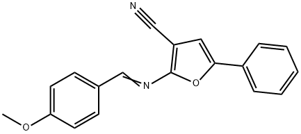 2-([(E)-(4-METHOXYPHENYL)METHYLIDENE]AMINO)-5-PHENYL-3-FURONITRILE 结构式