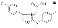 3-(CARBOXYMETHYL)-4-(4-CHLOROPHENYL)-2-(4-FLUOROANILINO)-1,3-THIAZOL-3-IUM BROMIDE 结构式