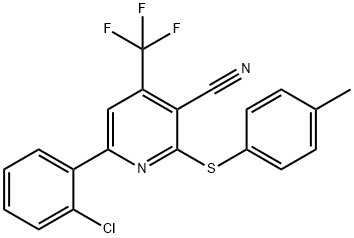 6-(2-CHLOROPHENYL)-2-[(4-METHYLPHENYL)SULFANYL]-4-(TRIFLUOROMETHYL)NICOTINONITRILE 结构式