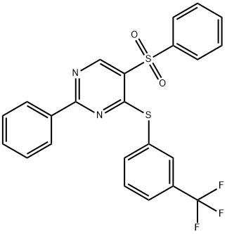 2-PHENYL-5-(PHENYLSULFONYL)-4-([3-(TRIFLUOROMETHYL)PHENYL]SULFANYL)PYRIMIDINE 结构式