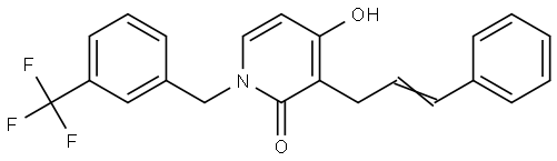 4-Hydroxy-3-[(E)-3-phenyl-2-propenyl]-1-[3-(trifluoromethyl)benzyl]-2(1H)-pyridinone 结构式