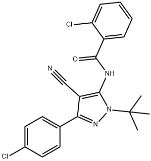 N-[1-(TERT-BUTYL)-3-(4-CHLOROPHENYL)-4-CYANO-1H-PYRAZOL-5-YL]-2-CHLOROBENZENECARBOXAMIDE 结构式