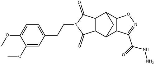 10-(3,4-DIMETHOXYPHENETHYL)-9,11-DIOXO-3-OXA-4,10-DIAZATETRACYCLO[5.5.1.0(2,6).0(8,12)]TRIDEC-4-ENE-5-CARBOHYDRAZIDE 结构式