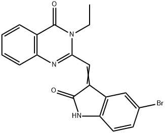 2-[(Z)-(5-BROMO-2-OXO-1,2-DIHYDRO-3H-INDOL-3-YLIDENE)METHYL]-3-ETHYLQUINAZOLIN-4(3H)-ONE 结构式