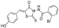 2-Bromo-N-[(5Z)-5-(4-hydroxybenzylidene)-4-oxo-2-thioxo-1,3-thiazolidin-3-yl]benzamide 结构式