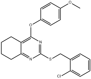 2-[(2-Chlorobenzyl)sulfanyl]-4-(4-methoxyphenoxy)-5,6,7,8-tetrahydroquinazoline 结构式