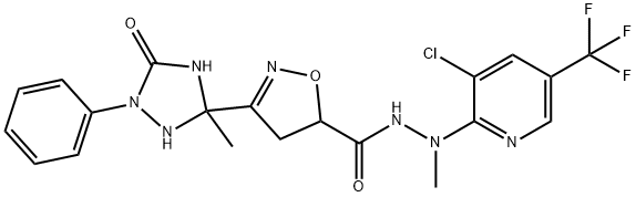 N'-[3-CHLORO-5-(TRIFLUOROMETHYL)-2-PYRIDINYL]-N'-METHYL-3-(3-METHYL-5-OXO-1-PHENYL-1,2,4-TRIAZOLAN-3-YL)-4,5-DIHYDRO-5-ISOXAZOLECARBOHYDRAZIDE 结构式