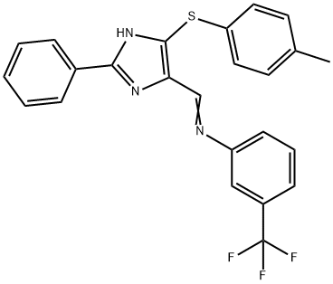 N-((5-[(4-METHYLPHENYL)SULFANYL]-2-PHENYL-1H-IMIDAZOL-4-YL)METHYLENE)-3-(TRIFLUOROMETHYL)ANILINE 结构式