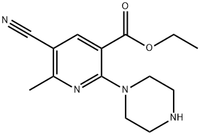 5-氰基-6-甲基-2-(哌嗪-1-基)烟酸乙酯 结构式