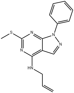 N-ALLYL-6-(METHYLSULFANYL)-1-PHENYL-1H-PYRAZOLO[3,4-D]PYRIMIDIN-4-AMINE 结构式