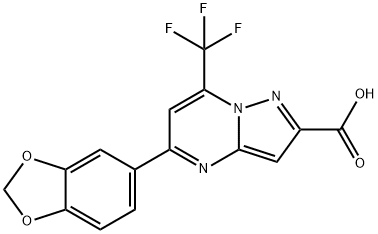 5-(1,3-苯并二唑-5-基)-7-(三氟甲基)-2-吡唑[1,5-A]嘧啶羧酸 结构式