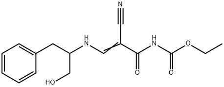 ETHYL N-((E)-3-[(1-BENZYL-2-HYDROXYETHYL)AMINO]-2-CYANO-2-PROPENOYL)CARBAMATE 结构式