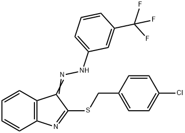 2-[(4-CHLOROBENZYL)SULFANYL]-3H-INDOL-3-ONE N-[3-(TRIFLUOROMETHYL)PHENYL]HYDRAZONE 结构式