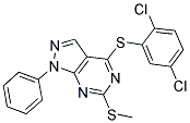 2,5-DICHLOROPHENYL 6-(METHYLSULFANYL)-1-PHENYL-1H-PYRAZOLO[3,4-D]PYRIMIDIN-4-YL SULFIDE 结构式