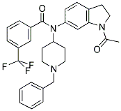 N-(1-ACETYL-2,3-DIHYDRO-(1H)-INDOL-6-YL)-N-(1-BENZYLPIPERIDIN-4-YL)-3-(TRIFLUOROMETHYL)BENZAMIDE 结构式