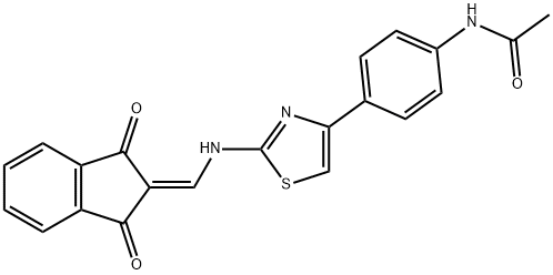 N-(4-(4-(((1,3-DIOXOINDAN-2-YLIDENE)METHYL)AMINO)-3,5-THIAZOLYL)PHENYL)ETHANAMIDE 结构式