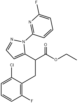 ETHYL 3-(2-CHLORO-6-FLUOROPHENYL)-2-[1-(6-FLUORO-2-PYRIDINYL)-1H-PYRAZOL-5-YL]PROPANOATE 结构式