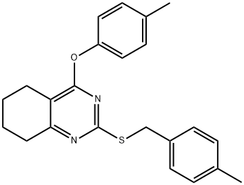 2-[(4-METHYLBENZYL)SULFANYL]-4-(4-METHYLPHENOXY)-5,6,7,8-TETRAHYDROQUINAZOLINE 结构式