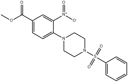 METHYL 3-NITRO-4-[4-(PHENYLSULFONYL)PIPERAZINO]BENZENECARBOXYLATE 结构式