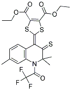 DIETHYL 2-(2,2,7-TRIMETHYL-3-THIOXO-1-(2,2,2-TRIFLUOROACETYL)-2,3-DIHYDROQUINOLIN-4(1H)-YLIDENE)-1,3-DITHIOLE-4,5-DICARBOXYLATE 结构式