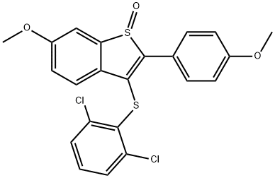 3-[(2,6-DICHLOROPHENYL)SULFANYL]-6-METHOXY-2-(4-METHOXYPHENYL)-1H-1-BENZOTHIOPHEN-1-ONE 结构式