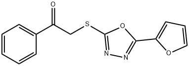 2-([5-(2-Furyl)-1,3,4-oxadiazol-2-yl]sulfanyl)-1-phenyl-1-ethanone 结构式
